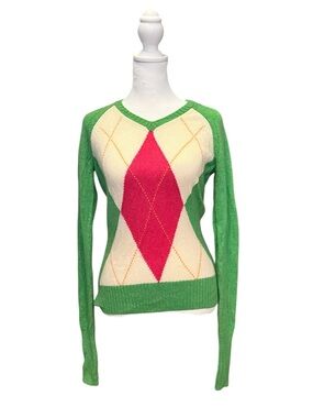 Lilly Pulitzer Vintage White Label Argyle Cashmere Sweater